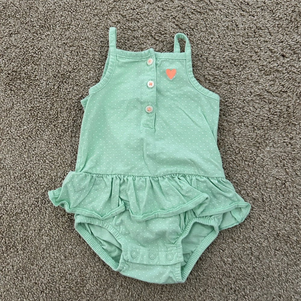 Carters Green Polka Dot One Piece